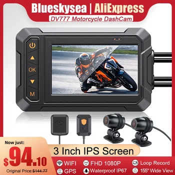 Blueskysea DV777 Двойной 1080P Full HD Видеорегистратор для мотоцикла 3 Дюймов Водонепроницаемая IP67 Камера WiFi GPS Видеорегистратор Для мотоцикла Dash Cam Черный ящик