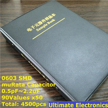0603 Япония muRata SMD Книга образцов конденсаторов Ассорти комплект 90valuesx50pcs = 4500pcs (от 0,5 пФ до 2,2 мкФ)
