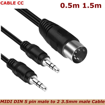 1,5 м MIDI Y-образный кабель-разветвитель, 50 см 5-контактный DIN-штекер для подключения к Двойному 3,5 ММ TRS смартфону AUX Со стереоразъемом для наушников, Входному кабелю адаптера