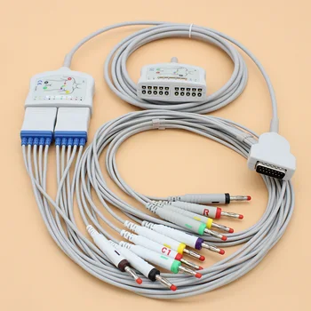 10-ПРОВОДНЫЙ ЭКГ-кабель EKG VS yoke trunk 22341808 и подводящий провод 38401816 для GE-Marquette/Hellige Microsmart, MAC500/1100/1200/ 1200ST.