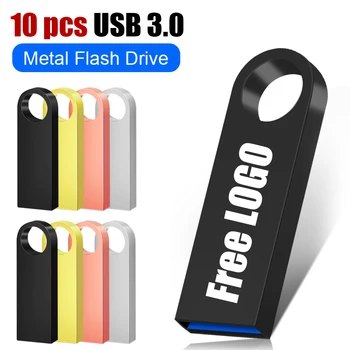 10 шт./лот Цветной USB 3.0 Флэш-накопитель Pen Drive 16 ГБ 32 ГБ 64 ГБ Флешка Memory Stick 64 ГБ 128 ГБ USB-накопитель Подарок Бесплатный Пользовательский ЛОГОТИП