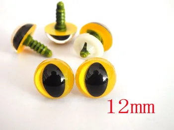 100шт 12 мм защитные глазки для кошек для игрушек поставляются с шайбами - желтый
