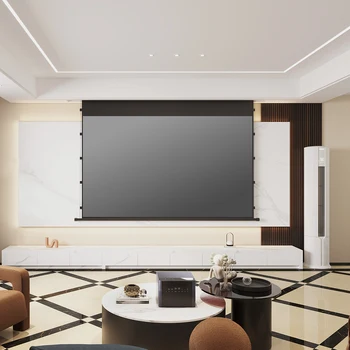 110-дюймовый Встроенный в потолок Интеллектуальный электрический/моторизованный проекционный экран с дистанционным управлением для домашнего проектора