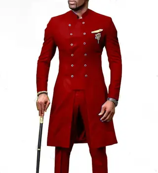 2021 Новое Поступление, Красная Одежда для Жениха, Приталенное Высококачественное Свадебное платье, Деловые костюмы для выпускного вечера, костюмы-двойки (куртка + брюки)