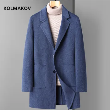 2023 новое поступление, зимнее двустороннее пальто, высококачественная шерстяная куртка, модный тренч, мужские элегантные повседневные шерстяные куртки M-4XL