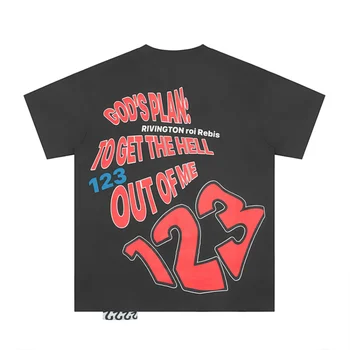 2023ss Винтажная футболка RRR123 Для Мужчин И Женщин, футболки с Канье, RRR-123, топы, футболка