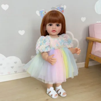22-дюймовый реалистичный силиконовый винил для всего тела, возрожденная девочка-малыш, стоящая кукла, Бетти, 3D кожа, видимые вены, подарки для детей