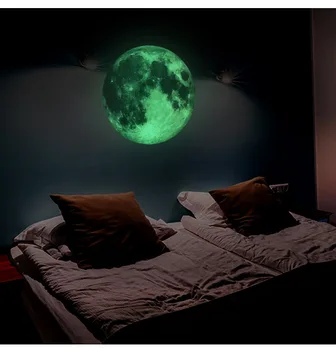30 см, Светящаяся Луна, Трехцветные наклейки на стену, Съемные светящиеся наклейки на стену для детских комнат В темноте, декор гостиной, спальни