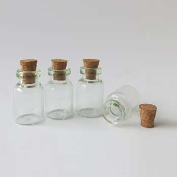 3000 шт./лот, 2 мл, прозрачная мини-стеклянная бутылка с пробкой, Прозрачные подвески-амулеты, Маленькие бутылочки для свадебного украшения, Флаконы