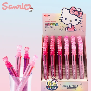 36 шт., шариковая ручка Sanrio Hello Kitty 6 цветов, Kawaii Kt Cat, Гелевая ручка для Письма, Школьные Канцелярские принадлежности Оптом