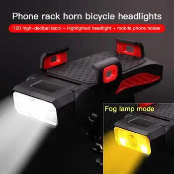 4 В 1 Многофункциональный светодиодный велосипедный фонарь, держатель для телефона, велосипедная подсветка, 4000 мАч, Блок питания, велосипедный фонарик, 120 звуковых сигналов