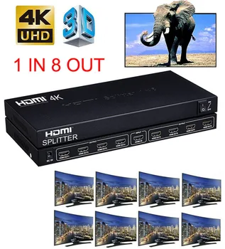 4K 4kx2k FULL Ultra HD 8 Портов 1 В 8 выходов 1x8 HDMI разветвитель Аудио Видео Конвертер 1080P Для PS3 PS4 XBOX DVD Компьютер к телевизору HDTV
