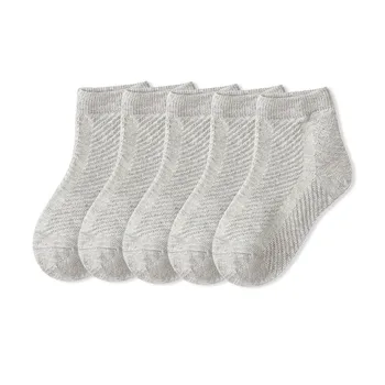 5 пар/лот, Детские уютные Мягкие однотонные хлопчатобумажные носки с дышащей сеткой для мальчиков и девочек-подростков от 1 до 12 лет, Летняя детская одежда, Аксессуары