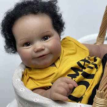 55-сантиметровая высокоуровневая кукла-Реборн, 22-Дюймовая африканская милая игрушка для новорожденных, мягкий Виниловый силикон Boneca Renascida Brinquedo
