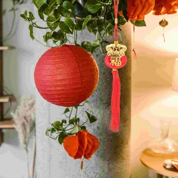6 шт. Праздничные Декорации Китайский Орнамент Новогодние подвески Уличные растения в горшках