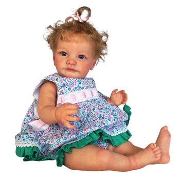 60 см Мягкая игрушка, реалистичная кукла для малышей, Белая кожа, кукла Тобиах с цветочным платьем, Обучающая, Возрожденная, для взрослых, подарки для вечеринок