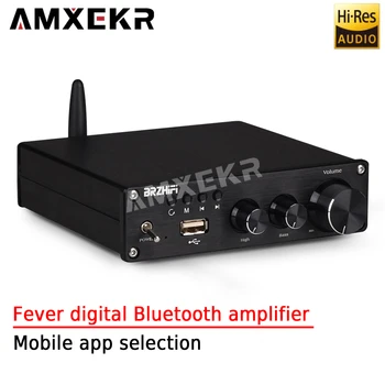 AMXEKR Fever Цифровой усилитель мощности Bluetooth USBФлэш-накопитель Воспроизведение музыки Аудио Регулировка высоких басов Мобильное приложение