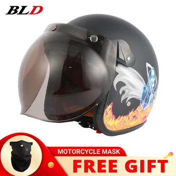 BLD181 Ретро 3/4 Мотоциклетный шлем для мотокросса с открытым лицом casco DOT Одобренный Cafe Racer Мужской Женский Шлем Capacete