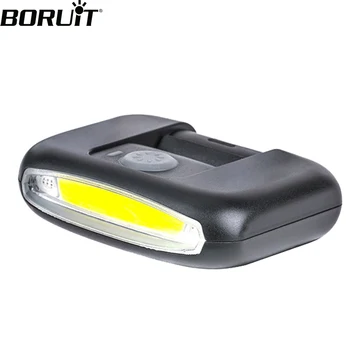 BORUiT COB светодиодный Колпачок Налобный фонарь USB Перезаряжаемый 640 мАч, зажим для фары, Головной фонарь для Бега, Рыбалки