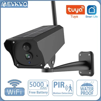 EVKVO 5MP WIFI Солнечная Пуля Камера PIR Motion Detecion Аккумулятор Наружная Безопасность CCTV Камера Видеонаблюдения Tuya Smart Life