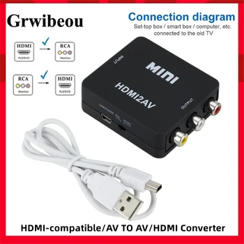 HD 1080P RCA AV-совместимый Композитный адаптер Конвертер AV2HDMI Аудио-Видео Кабель HDMI-AV с USB-кабелем Для HD TV BOX
