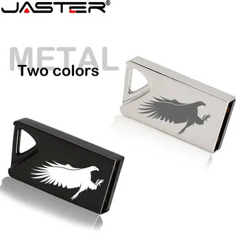 JASTER Mini Металлические USBфлэш-накопители 128 ГБ USB 2.0 Флеш-накопитель 64 ГБ 32 ГБ 16 ГБ Бесплатный пользовательский логотип USB-накопитель Черный креативный подарок