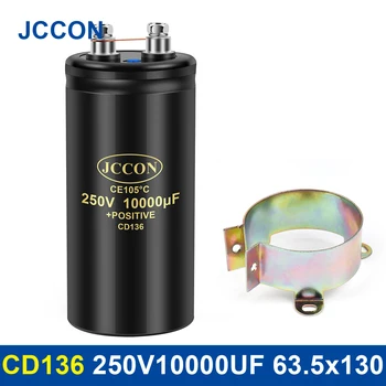 JCCON Болт Электролитический конденсатор 250V10000UF 63,5x130 мм CD136 Винтовые Конденсаторы CE105 ℃ Оригинальный и абсолютно новый С кронштейном 2000 часов
