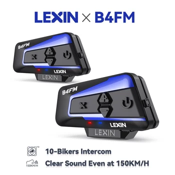 Lexin B4FM-X Bluetooth Мотоциклетный Домофон, Шлемы-Гарнитуры, Беспроводная связь BT 5.0, Общий доступ к музыке для 10 Гонщиков