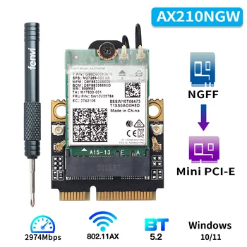 M.2 Для Mini PCI-E Wi-Fi Адаптер Intel AX200 AX210 Беспроводной 2974 Мбит/с Bluetooth 5,2 WiFi 6E Карта AX210NGW 9260 Window 10