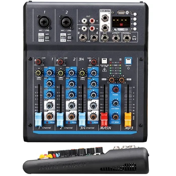MiCWL X4 Портативная Мини-4-Канальная Звуковая Микшерная консоль, Аудио DJ-контроллер, Студийный Сценический Микшер 48 В, Синий USB