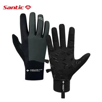 Santic, зимние Велосипедные перчатки, Велосипедные перчатки с полными пальцами, мужские И женские, Впитывающие пот, Функция касания, Перчатки для спорта на открытом воздухе, Азиатский размер