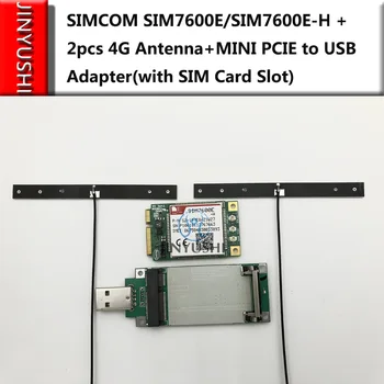 SIMCOM SIM7600E/SIM7600E-H + 2шт антенна 4G + МИНИ-адаптер PCIE-USB со слотом для SIM-карты, многополосный модуль LTE, модуль CAT4