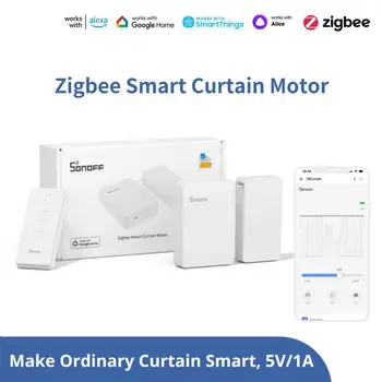 SONOFF Zigbee Smart Curtain Motor ZBCurtain Работает В Zigbee2MQTT Alexa Google Smartthings Alice Ewelink App Электрическая Занавеска Своими Руками
