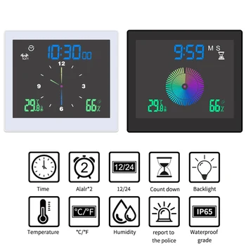 TS-WP10 5-дюймовая цифровая Метеостанция, Электронный термометр IP65, Водонепроницаемый Измеритель температуры и Влажности, Монитор, Домашние Часы