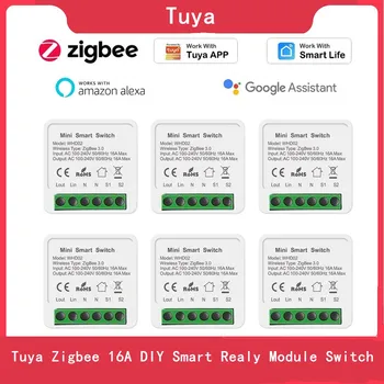 Tuya 16A Zigbee DIY Мини-переключатель 2 Способа Для Tuya Smart Life Беспроводное Реле Управления Модули Автоматизации Работают С Alexa Google Home