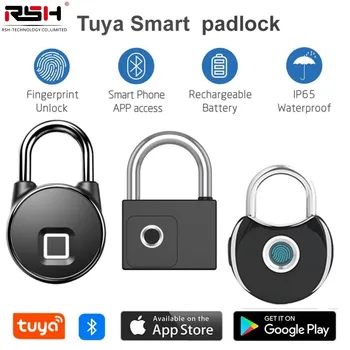 Tuya Bluetooth USB Перезаряжаемый Умный замок, Навесной замок с отпечатками пальцев, быстрая разблокировка, металлический замок с высокой степенью защиты из цинкового сплава