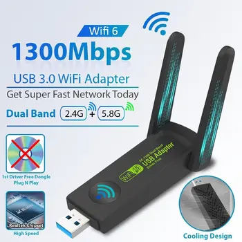 USB WIFI Адаптер Беспроводной Сети USB WiFi Dongle Антенны Двухдиапазонные 5G 1300 Мбит/с для Компьютера Ноутбук для Win7 Win10