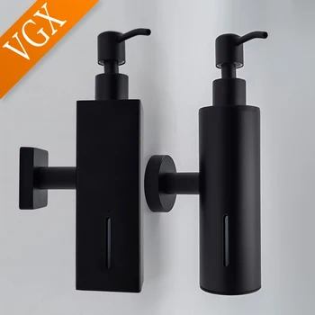 VGX Черные квадратные Дозаторы жидкого мыла, Круглый дозатор мыла из нержавеющей стали, бутылка для жидкости, насос для кухни, аксессуары для ванной комнаты