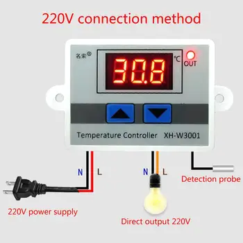 XH-W3001 W3001 Регулятор температуры Цифровой светодиодный регулятор температуры Термометр Переключатель терморегулятора зонд DC12/AC220V