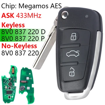 XRNKEY 8V0837220D 8V0837220P 8V0837220 ASK 433 МГц Megsmos AES Чип Бесключевой Автомобильный Дистанционный Брелок для Audi A3 S3 RS3 2012-2018