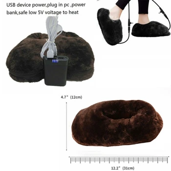 Y98B Практичная Домашняя Обувь с подогревом, Тапочки с электрическим подогревом, USB Мягкая портативная зимняя грелка для ног