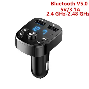 Автомобильный FM-передатчик Bluetooth, MP3-плеер, беспроводной автомобильный комплект громкой связи, поддержка U-диска, AUX 3.1A, двойное USB-зарядное устройство, светодиодный дисплей