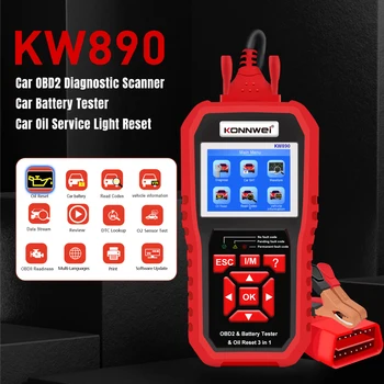 Автомобильный KONNWEI KW890 OBD2 Сканер кода OBD Считыватель Масла Сервисное Освещение Поддержка Сброса 12 В Тестер Батареи 2 В 1 Диагностический Инструмент