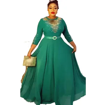 Африканские платья для женщин 2023, Большие размеры, Длинное платье для вечеринки, Африканская одежда, Элегантный Кафтан, Мусульманское Шифоновое платье Макси