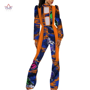 Африканский Комбинезон для женщин, Рабочий Офисный комбинезон, широкие штанины, модный комбинезон с длинным рукавом и принтом, Длинный игровой костюм, Комбинезон, Комбинезон WY8720