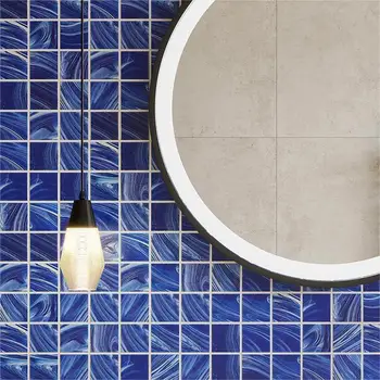 Ванная комната, душ, спа, радужная плитка, мозаика из горячего расплава синего цвета, квадратное стекло, мозаика для бассейна