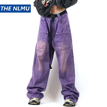 Винтажные мешковатые джинсы Y2K с несколькими карманами, свободные джинсовые брюки в стиле ретро, мужская уличная одежда в стиле Харадзюку, джинсы в стиле хип-хоп