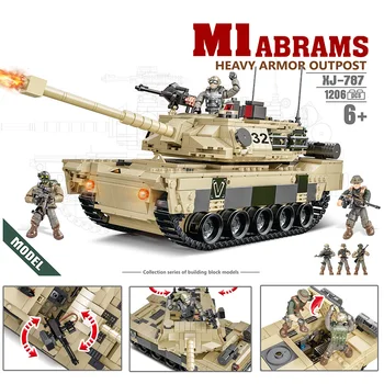 Военная Униформа Второй мировой войны США M1 Abrams Heavy Armor Outpost Танк Мега Блочная Модель Ww2 Армейские Фигурки Строительные Кирпичи Игрушки