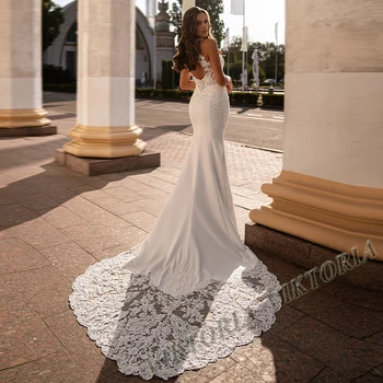 Восхитительное Свадебное платье VIKTORIA на Бретельках с Высоким вырезом, Расшитое Бисером Для Невесты, Аппликации Vestidos De Novia Brautmode На Заказ