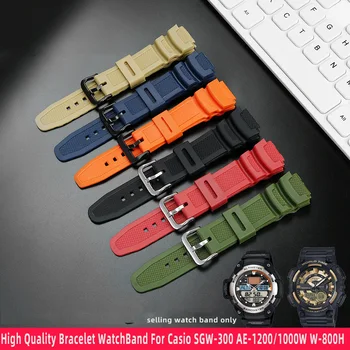 Высококачественный браслет-ремешок для часов Casio SGW-300/400/500 AQ-S810 AE-1200/1000 Вт W-800H/W-218H, Водонепроницаемый силиконовый выпуклый ремешок